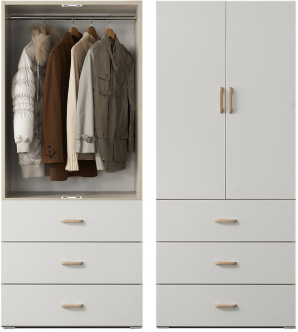 [케이컴퍼니본사] 이음3서랍도어옷장, 화이트
