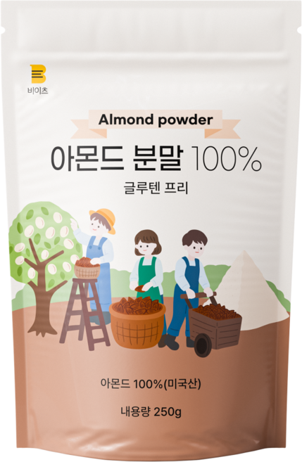[첨가물 없이 아몬드 100%] 비이츠 글루텐프리 아몬드가루, 1개, 250g