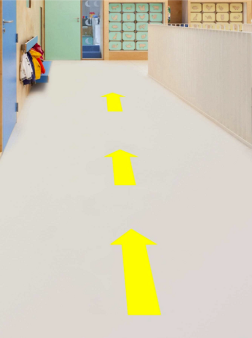 소피별하 축제 바닥 화살표스티커 방향표시 안내 형광 대형화살표스티커, 귤색