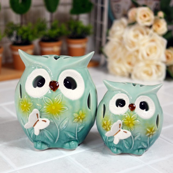 민트 나비부엉이 캔들 캔들부엉이소품 부엉이소품