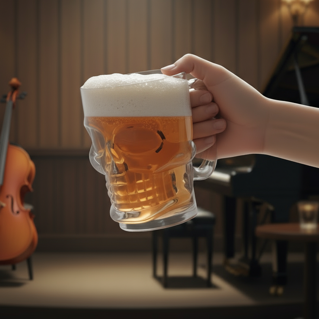 플라잉타이거 코펜하겐 할로윈 해골 맥주잔 350ml 스컬 글라스컵 하이볼 유리컵 머그, 1개