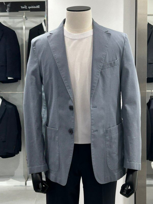 트루젠 쿨 아쿠아 블루 면스판 캐주얼 자켓 비지니스 콤비