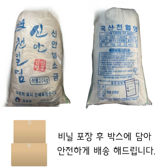 국산 신안 천일염 20kg (박스포장) / 2025년 굵은소금 섬 소금 [원산지:국산(전라남도 신안군)], 1개
