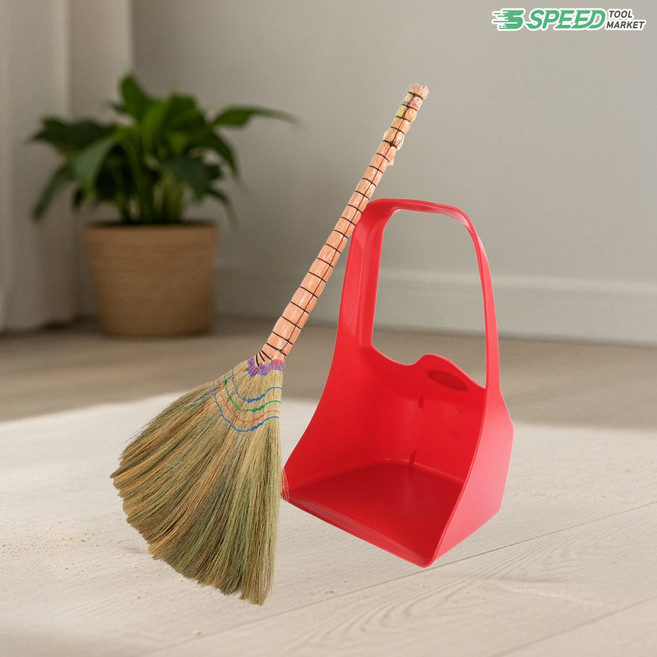 천연 갈대비 빗자루+새롬이 쓰레받기 세트 플라스틱 쓰레받이 학교 미용실 청소 도구, 단품, 1개