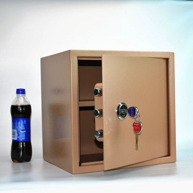 미니금고 소형 도난 서류 방지 가정용 보관함 이중좌물쇠 잠금 열쇠 귀중품 사무실, 1개, Q. 45K 골드 잠금 높이 45cm폭 35cm깊이 3
