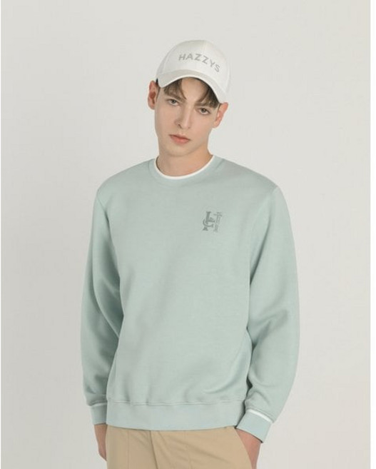 [백화점정품] 헤지스골프 골프 티셔츠 [25SS] 그린 남성 소프트터치 배색 포인트 맨투맨 HUTS5A991E1 골프웨어