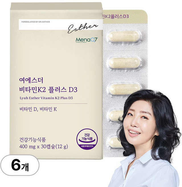 [본사직영] 여에스더 비타민K2 플러스 D3 (비타민K & 비타민D3), 30회분, 6박스