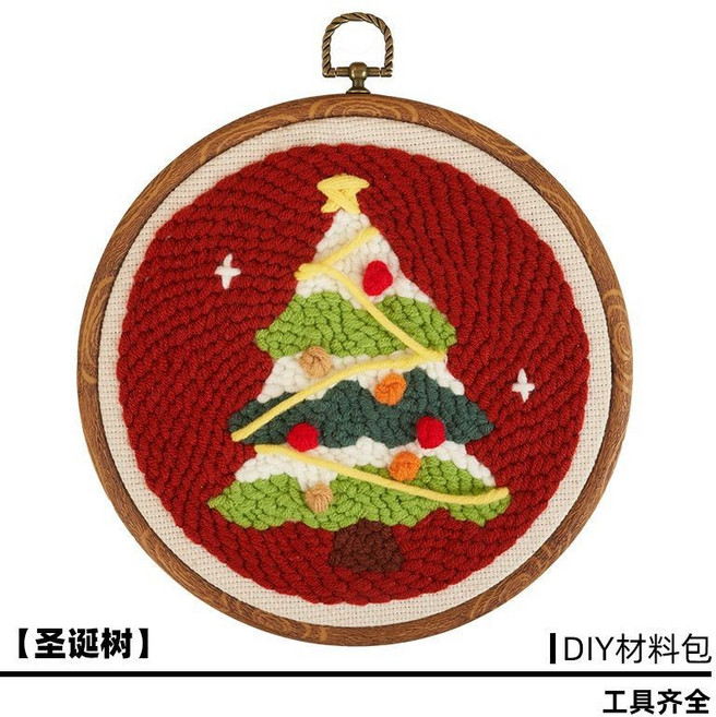 毛線戳戳畫 DIY材料包 節日禮物, 1個, 圣誕樹