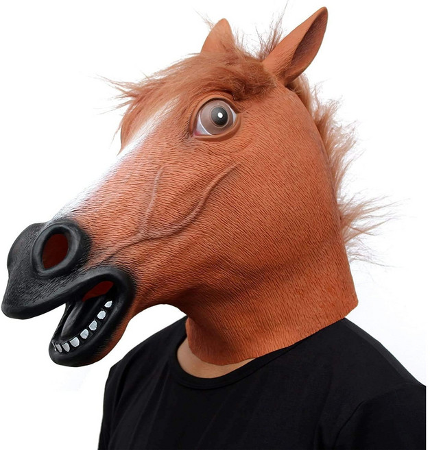 히히힝 말 가면 파티용 라텍스 동물가면 말모양단일상품, 1개, 갈색
