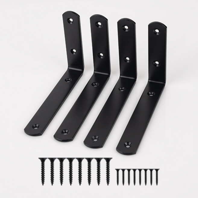 철물파크 선반받침대 선반대 지지대 고정받침대 꺽쇠 까치발, A-03 블랙(L) 4개입+설치피스, 1개