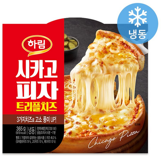 하림 시카고피자 트리플치즈, 3개, 365g