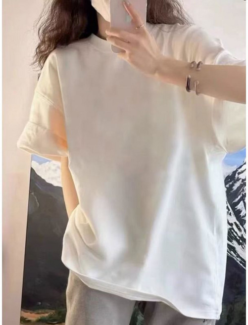 純棉短袖T恤女 設計感柔軟百搭 夏季白色T恤