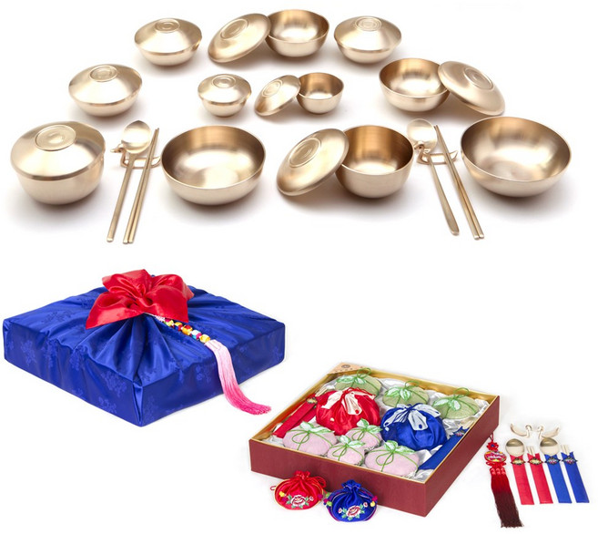 거창유기 혼수 예단 반상기 상품 1개 혼수용 2인용식기 4인용식기 예단선물포장 보자기포장, 예단 연잎개량칠첩반상기(2인용)