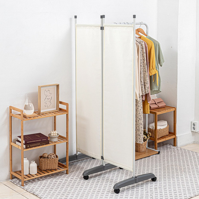 이동식 파티션 2단 3단 분리형 가림막 칸막이 공간분리, 분리형 2단(아이보리)