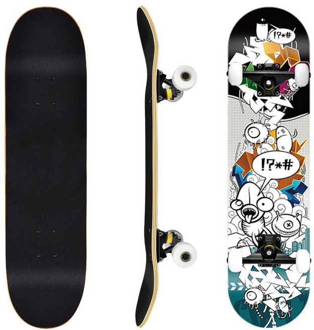 專業成人兒童滑板 四輪楓木板 初學者滑板 雙翹板 造型滑板, 專業車線輪-白細胞, 1個