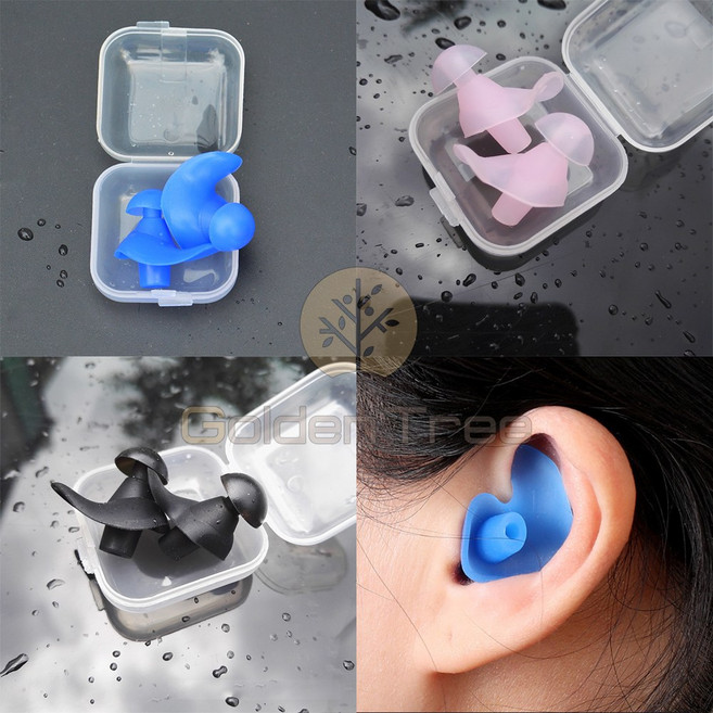 골든트리 실리콘 수영 귀마개 1쌍 수영귀마개 물놀이 이어플러그, 블랙 1쌍, 1세트