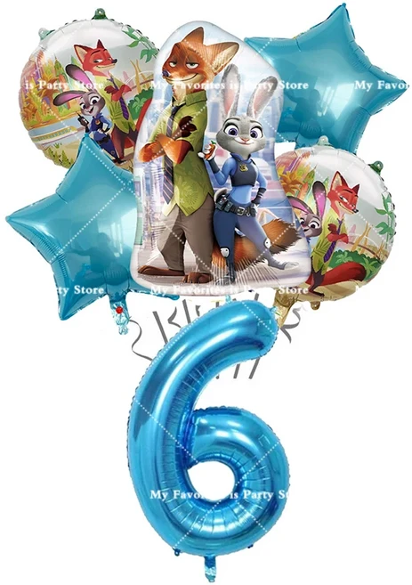 올스토어 주토피아 테마 호일 숫자 풍선 세트 애니메이션 영화 키즈 주디 토끼 파티 장식 크리스마스 품, 22 NO.