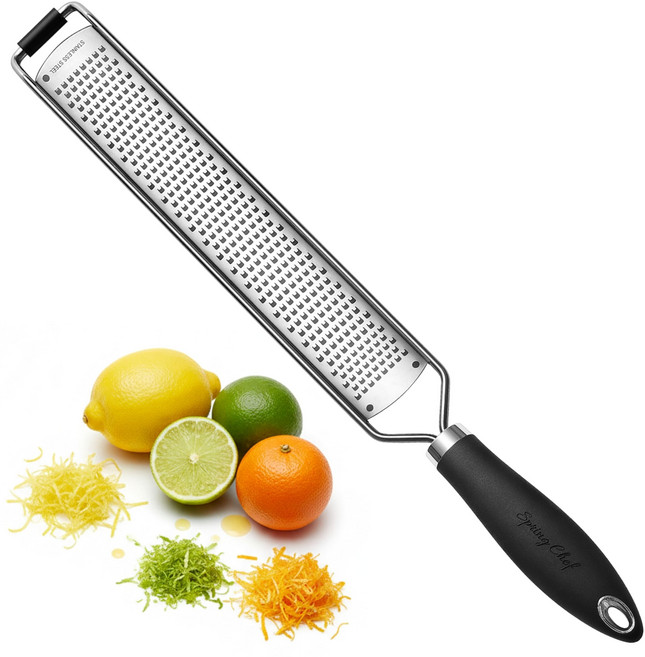 스테인리스 레몬 제스터 강판 다용도 키친 그레이터 손잡이 보호캡 포함 치즈 마늘 생강 라임 제스트용 파인 슈레더 내구성 강화, 1개, 블랙