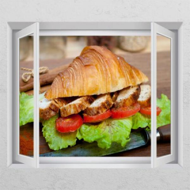아트박스/꾸밈 pd221-크로아상샌드위치_창문그림액자, 단품