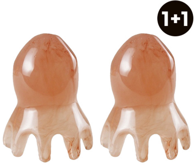 문어하루[괄사 마사지기 도구] 두피 얼굴 바디 문어괄사, 1세트, 핑크, 2개