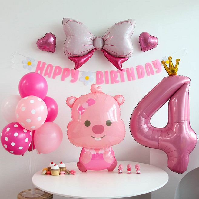 이벤트홀릭 잔망 루피 풍선 생일파티세트, 숫자풍선 4