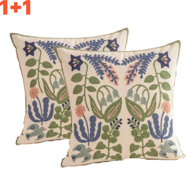 쉬어가게 플라워 자수 쿠션 커버