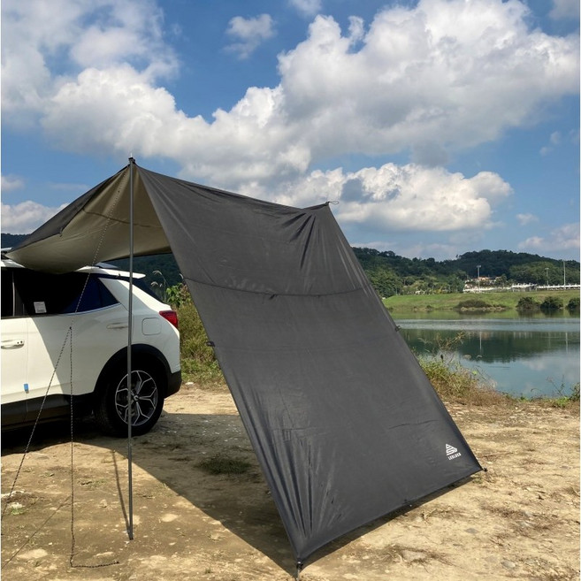 차량용어닝 승용차 SUV 흡착판 어닝 타프 사이드어닝 차박 캠핑 자동차 그늘막, 블랙, 옵션1 300x150, 흡착판 미추가