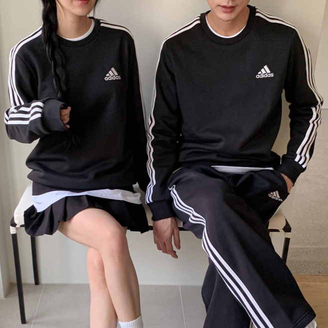 아디다스 에센셜 삼선 3S 맨투맨 크루넥 스웨트 셔츠