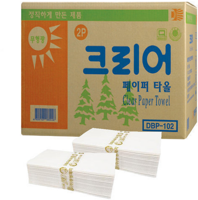 동방제지 토미 핸드타올 무형광 페이퍼타올 크리어102 2겹 손닦는 종이타올 두툼한 핸드페이퍼, 1개, 5000매