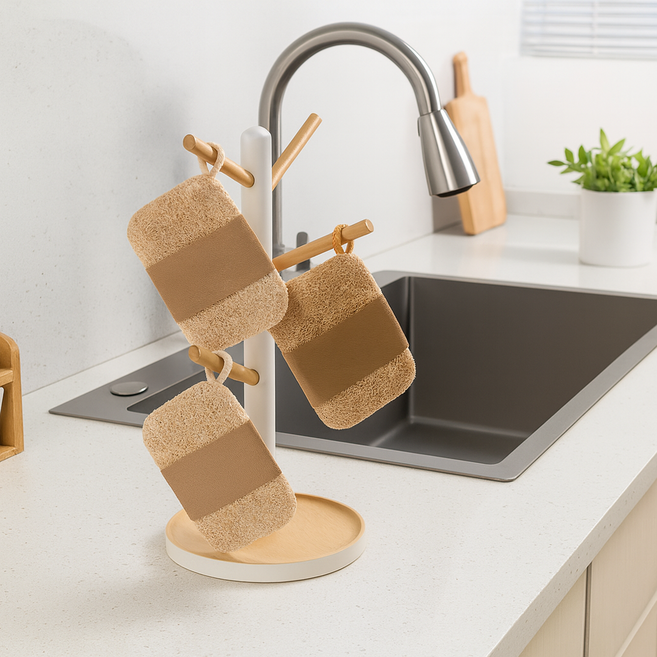 [쿠팡입점기념] 메이드인네이처 국산 생분해 천연 루파 수세미 더블레이어(두겹) 1개, 1개입