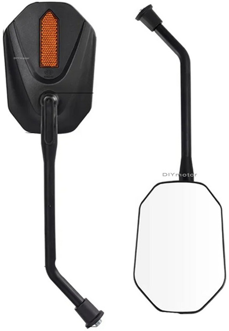 락모터스 오토바이 사이드미러 광각미러 시원한시야각 360도각도조절, 1세트, 블랙