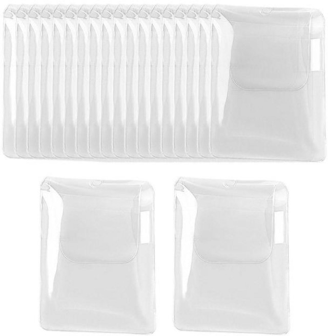 일본산 고급 PVC 소재로 제작된 얼룩 방지 방진 방수 기능이 있는 투명 부적 케이스 20개 세트, 7x5cm, 분명한