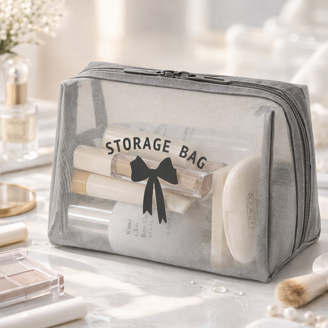 디와이나인 메쉬 화장품 파우치 여행용 대용량 메이크업 수납백
