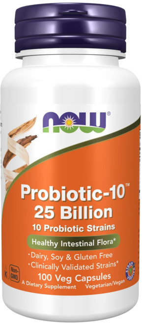 NOW Foods Probiotic-10 250億益生菌素食膠囊, 100顆, 1罐