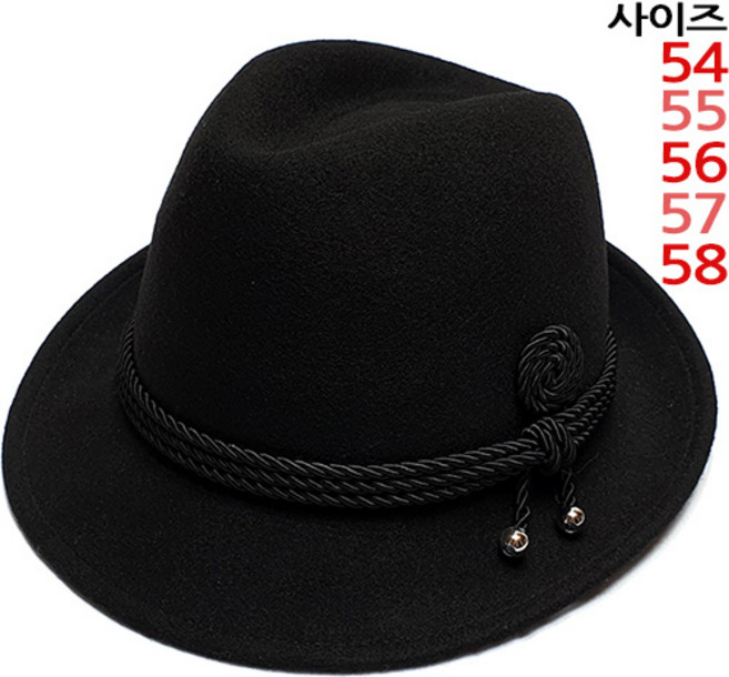 이럭셔리클럽 삼단로프띠 울 중절모 페도라 신사모자 남자모자-CAP190955