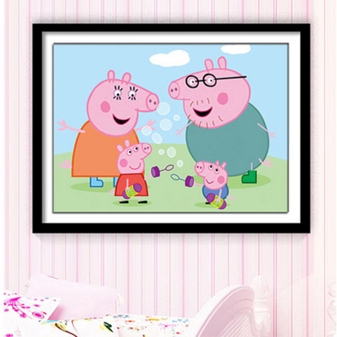 푸아이 3D 보석십자수 복돼지가족 50x40 DIY 집들이 선물 인테리어 소품(사이즈 7종)+행운십자수(30x30)MJ332, 1세트, 70*50CM