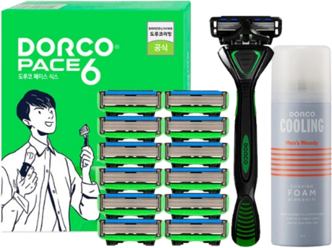 도루코 페이스6 면도기+면도날+쉐이빙폼(총13입), 1개, 1세트