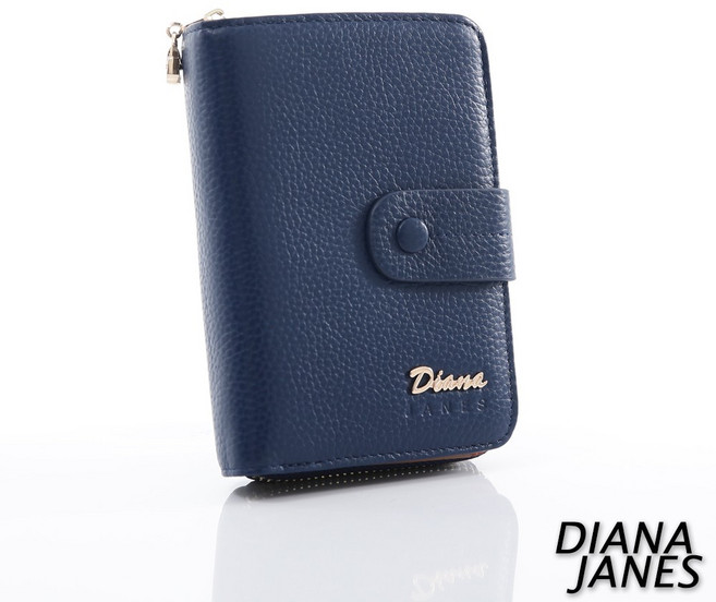 Diana Janes 牛皮兩折中夾-藍
