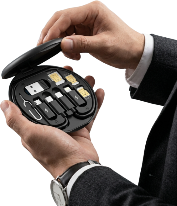 쏙 젠더 여행인기템 멀티 충전기 어댑터 아이폰 갤럭시 호환 C타입 변환 케이블 박스, 1개, 블랙, 28cm