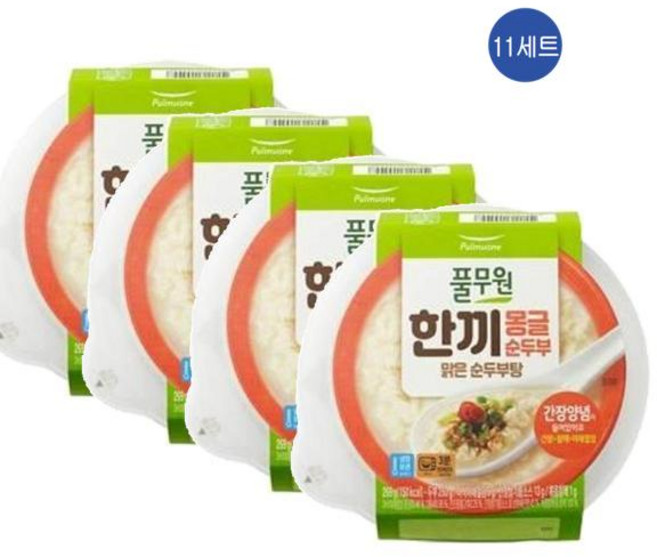풀무원 한끼몽글순두부 맑은순두부탕, 280g, 44개