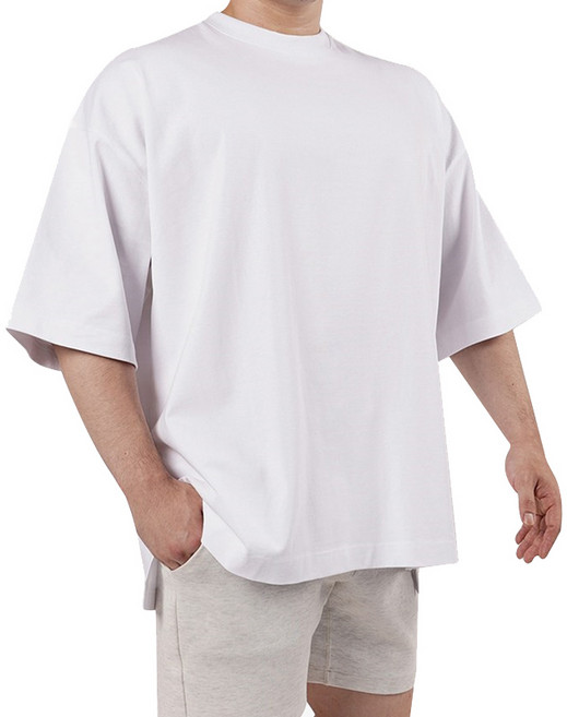 지스캇 고급 면 100% 데일리 무지 오버핏 반팔 티셔츠