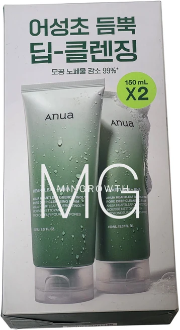 아누아 어성초 피지쏙 모공 폼 150ml 2입 기획, 1개 - 쿠팡