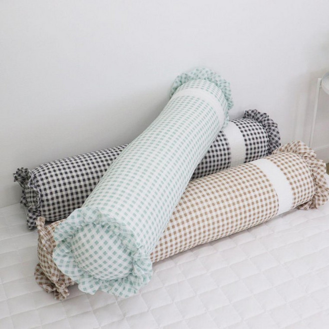 여름 인견 시어서커 바디필로우 원형 롱 쿠션 긴 베개, 롱쿠션(커버만)_레몬