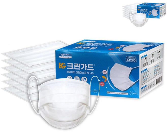 유한킴벌리 크린마스크 50매 대형 비말 KF-AD, 1