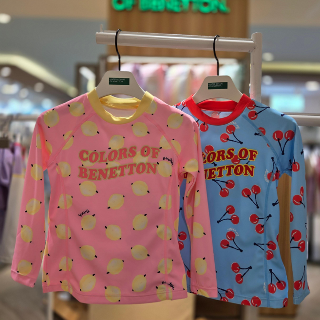 [아동/베네통키즈] 주니어 아동 키즈 수영복 여아 전판 래쉬가드 상의