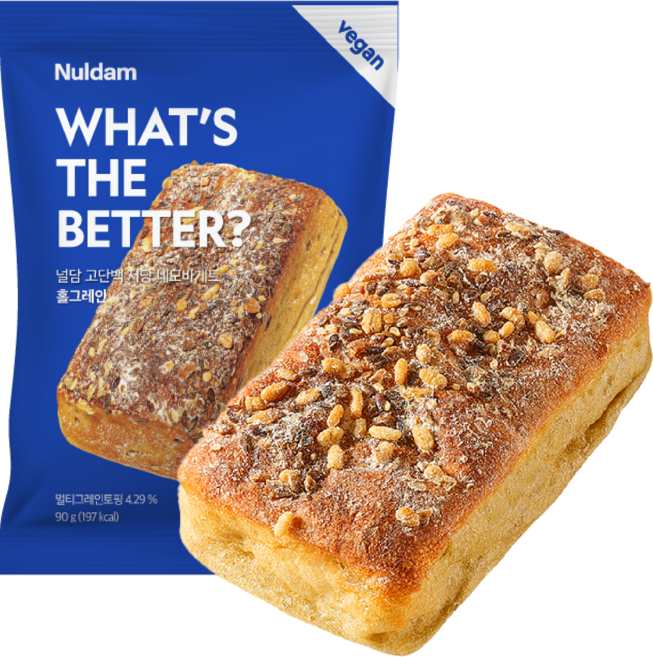 널담 고단백 저당 네모 바게트 홀그레인, 6개, 90g