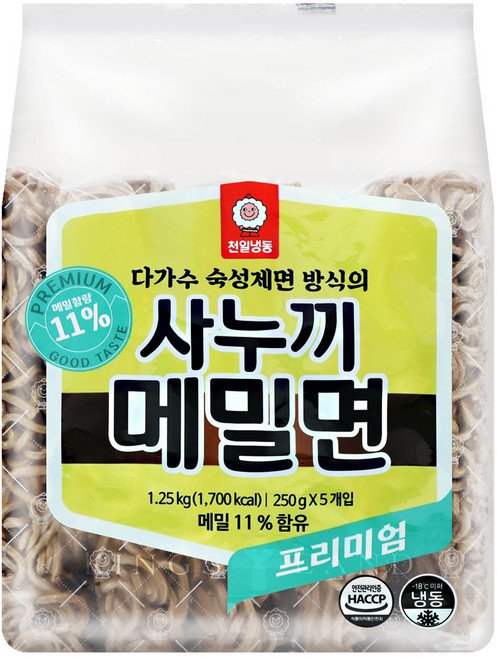 천일 사누끼 냉동메밀면 250g x 5입, 1.25kg, 8개