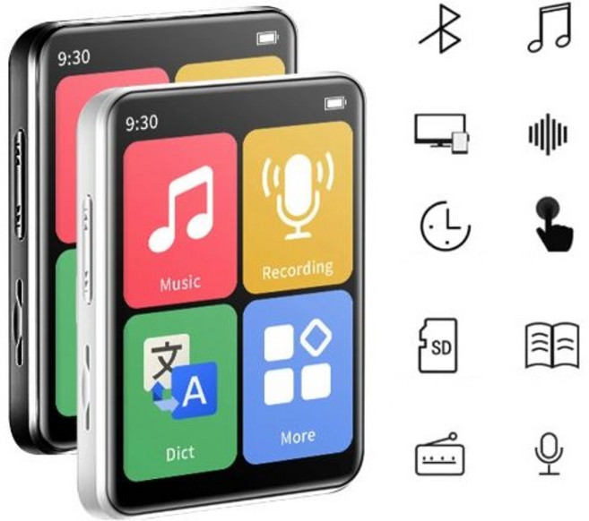 샤오미 만능 MP4 플레이어 블루투스 워크맨 터치스크린 이북 전자책 녹음기 라디오 스피커, 화이트