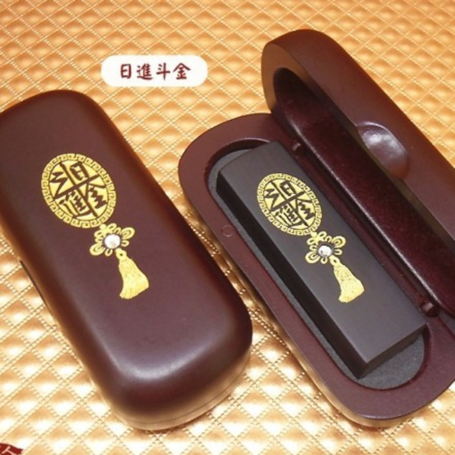 印篆達人 6分黑檀木晶鑽雷雕印鑑章, 1個, 日進斗金