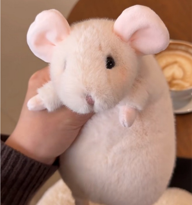 정석상점 귀여운 햄스터 쥐 인형 화이트 핑크 말랑 미니 힐링 봉제 인형